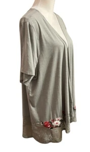 Cato Womens Open Front Cardigan Lace Floral Embroidered Grey 28W Spring Office - Picture 1 of 11