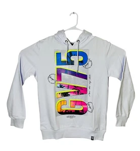 Avenue George V Paris White GV75 Logo Hoodie Sweatshirt Rhinestone Pullover NWT - Picture 1 of 5