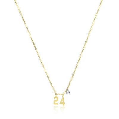 14K Yellow Gold Necklace With Bezel Diamond Rare Gift Elegant Jewelry Meira T - Image 1 of 4