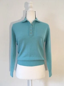 VTG 60s Garland Dreamspun Blue Long Sleeve Collared Thin Pullover Sweater: M - Picture 1 of 4