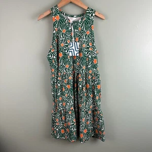 NWT Market & Spruce Green Orange Floral Print Midi Tank Dress Womens Size Large - Picture 1 of 10