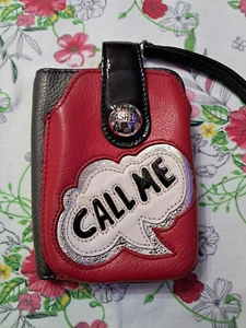 Cute BRIGHTON Artistic Wallet Wristlet “Call Me” Red, Black & Silver HTF! - Picture 1 of 10