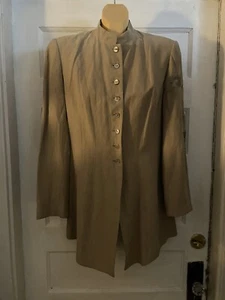 Armand Ventilo Damen Blazer hellbraun Seide & Leinen bestickt gefüttert Gr. 42 sehr guter Zustand - Bild 1 von 9