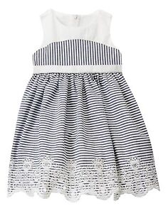 NWT Gymboree MARINA PARTY 4T 4 Striped Eyelet Dress Nautical Navy Summer $52.95