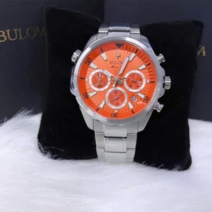 Men New Bulova Classic Orange Marine Star Stainless Steel 96B395 Watch (100MM) - Picture 1 of 9