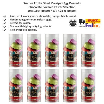 Szamos Fruity Filled Marzipan Eggs Chocolate Covered Easter Selection 120gx10 - Image 1 of 2