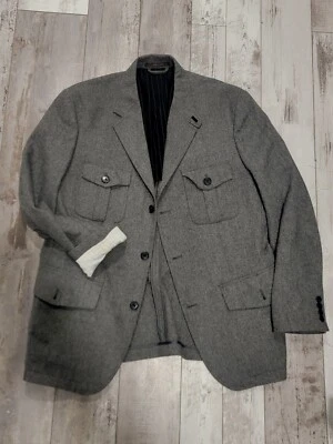 Blazer 44L Para Hombre Tasso Elba Abrigo Guisante Estilo 3 Botones Gris Abrigo Deportivo Mezcla de Lana Foto 1 de 4