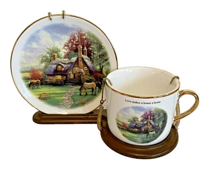 Thomas Kinkade"Love Makes a House a Home"Coffee Mug/Plate set '03 Teleflora Gift - Foto 1 di 5