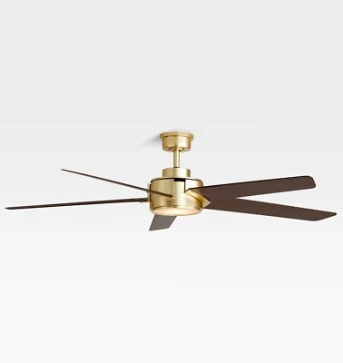 Rejuvenation Brambling LED Ceiling Fan 64" Remote Satin Brass Walnut imperfect - Image 1 of 4
