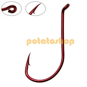 50pcs Sea Fishing Red Drop Shot Bait Hook Carbon Steel Offset Trolling Pike - Picture 1 of 12