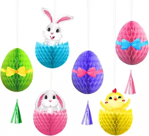 6Pcs Easter Bunny Decorations, Easter Hanging Eggs Ornaments Easter Decorative C - Picture 1 of 12