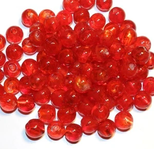 G770 Red Silver Foil-Lined 10mm Round Lampworked Glass Beads 20pc - Picture 1 of 1