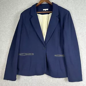 41 Hawthorn Knit Blazer Women XXL Navy Jacket Grey Accents Patches Career Office - Picture 1 of 11