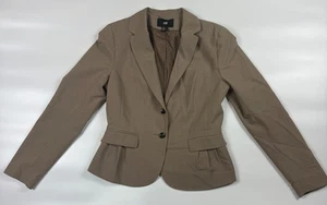 H&M Blazer Jacket Womens 10 Brown Lined Classic Fit Notch Lapel Single Breasted - Picture 1 of 7