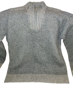 Blue Pronto Uomo Charcoal Grey Heavy Weight Wool Sweater 1/2 Zip Elbow Shading - Picture 1 of 10