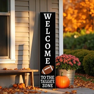 Tailgate Zone Sign: Football Porch Leaner - Game Day Decor - Picture 1 of 7