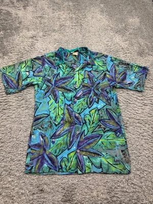 Vtg Islander Hawaiian Shirt Men Medium Floral Watercolor Loop Collar Made In USA - Image 1 of 4