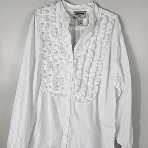 Vintage 80s 90s RED RIDGE MOUNTAIN RUFFLED BIB AND SLEEVES XL White COTTON Y2K - Picture 1 of 12