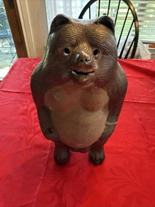 Vintage Japanese ceramic Tanuki raccoon dog figurine pottery lucky charm - Picture 1 of 11