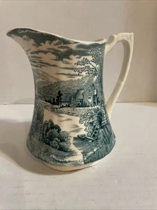 VTG ALFRED MEAKIN England - 5in White & Green Jug/Pitcher Tintern Countryside - Picture 1 of 11