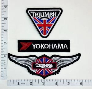 Juego de 3 parches bordados - Carreras - British Jack - Motocicletas - Yokohama - Triumph - Imagen 1 de 1