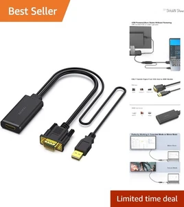 Plug and Play VGA to HDMI Adapter - 1080P Video & Integrated USB Audio Support - Picture 1 of 9