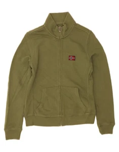 NAPAPIJRI Womens Graphic Tracksuit Top Jacket UK 10 Small Green Cotton BH05 - Picture 1 of 4