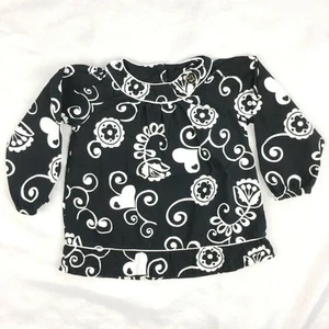 Maggie & Zoe 24 Mos Baby Girls Black White Floral/Heart Print Cotton Dress - Picture 1 of 12