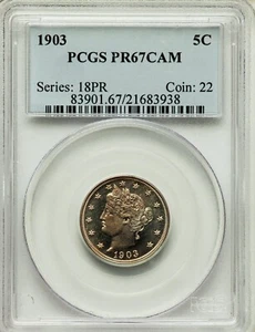 MONSTER TOP POP RAZOR STRIKE BRILLAINT 1903 Liberty Nickel Proof PCGS PR67 CAM - Picture 1 of 4