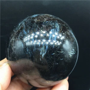 502g Flash Russian Astrophylite with Garnet and Pyrite Sphere Ball  S384 - Picture 1 of 8