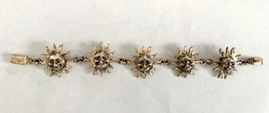 Vintage 925 Sterling Silver Smiling Sun Chain Link Bracelet 7.5" - Picture 1 of 7