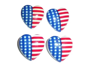 Adorable U.S. Flag Heart Plastic Shank Buttons (4)  American Flag Button 7/8" - Picture 1 of 4