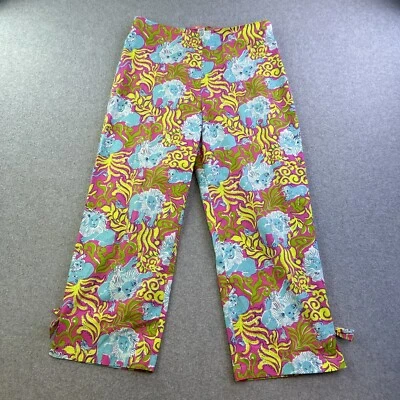 Брюки женские Key West 10 синие розовые желтые лев графические сбоку на молнии пляжные дамские - Изображение 1 из 4