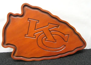 Kansas City Football Wood Look Arrowhead Plaque Approximately 14 1/2"x 9 1/2" - Picture 1 of 2