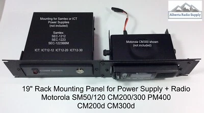 19" Rack Mount Panel : Samlex/ICT Power Supply + MOTOROLA M1225 SM50 SM120 PM400 - Image 1 of 3