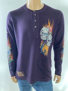 Ed Hardy Men’s Skull Purple Sweater Pullover Size XL - Picture 1 of 8