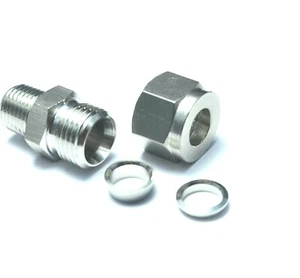 3/8" OD x 1/4" NPT Male Steel Stainless Twin Ferrule Straight Fitting WOG - Picture 1 of 6