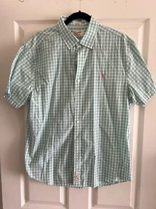 Penguin Munsingwear Men's Short Sleeve Shirt Classic Fit Large Green White Pink - Picture 1 of 5
