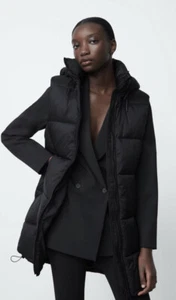 Zara Womens BLACK Puffer Padded Gilet Bodywarmer Sleeveless Coat- Size M - Picture 1 of 11