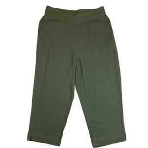 Soft Surroundings Hose Damen PL Cropped Wide Leg Baumwollhose olivgrün - Bild 1 von 8