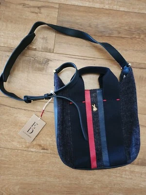 ¡SÚPER RARO! NUEVO CON ETIQUETAS ED Ellen Degeneres Lana Fieltro Cuero Hombro Bandolera BOLSO AMOR Foto 1 de 4