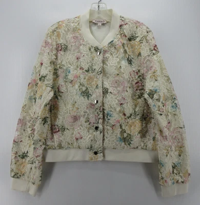 Chaqueta Nanette Lepore Mujer Grande Blanca Bombardero Encaje Crochet Floral Arte Romántico Foto 1 de 4
