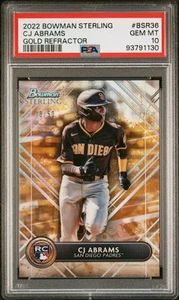 2022 Bowman Sterling CJ Abrams RC #BSR36 Gold Refractor /50 PSA 10 - Picture 1 of 3
