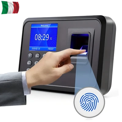 Macchina Timbra Presenze Con Impronta Digitale Registratore Orario Lavoro Tempo - Immagine 1 di 4