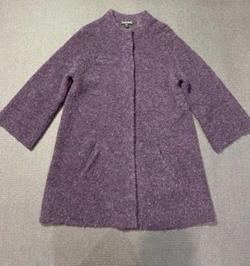 Eileen Fisher Womens Teddy-like Purple Wool Snap Button Jacket Size Medium - Picture 1 of 5