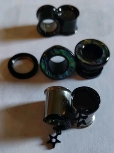 3 Pair Ear Gauges Surgical Steel/Acrylic Screw & Tunnel Plugs 00 g 10mm Stars - Picture 1 of 5