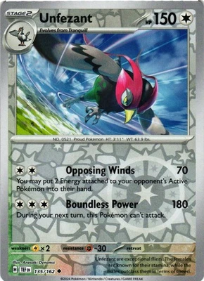 Unfezant Reverse Holo 135/162 SV05: Temporal Forces NM - Image 1 of 2
