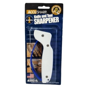 AccuSharp Knife and Tool Sharpener White Blue with Full Length Finger Guard NEW - Picture 1 of 7