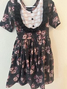 Adelaide Original Girls Dress Size 6 Aztec & floral Mixed Media Pink & Roses - Picture 1 of 3