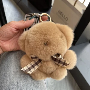 Cute Real Rabbit Fur Panda Bear Kids Toys Keyring Bag Charm Phone Purse Pendant - Picture 1 of 6